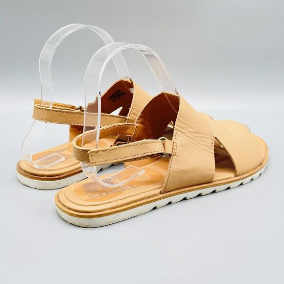 Sorel Sandals Womens 7.5 Brown Leather Slingback Ella II Flat Comfort Walking - Picture 9 of 13